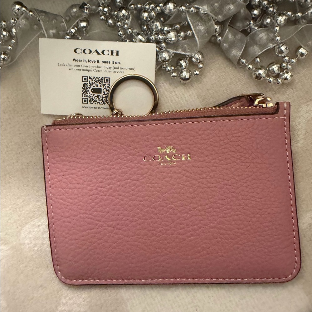 COACH 🌸 Polished Pebble Leather Zip Card Case - Picture 4 of 7